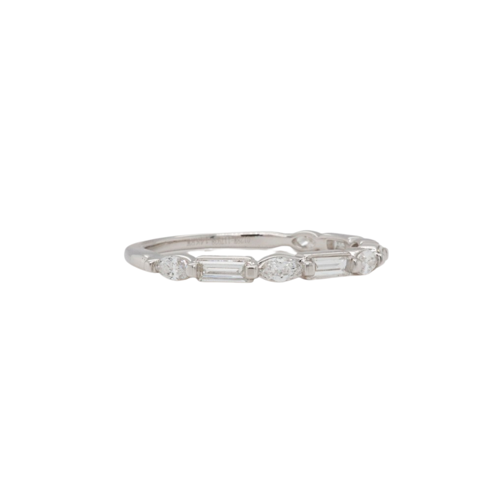  Diamond Wedding Band with Marquise and Baguette Cut Stones side 1