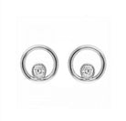SallyK Sterling Silver Multi Faceted Diamond Circle Earrings (1/10ctw)