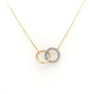 14KY Interlocking Circles Necklace with Diamonds