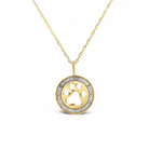 Circle Pawprint Pendant with Diamonds in yellow gold