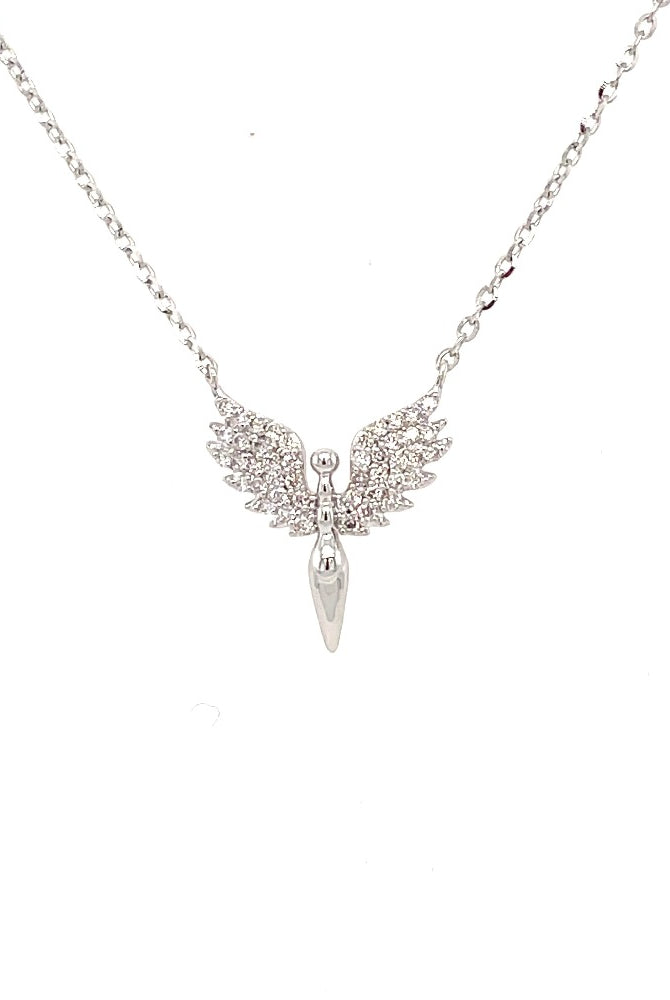 White Gold and Diamond Angel Pendant on Chain