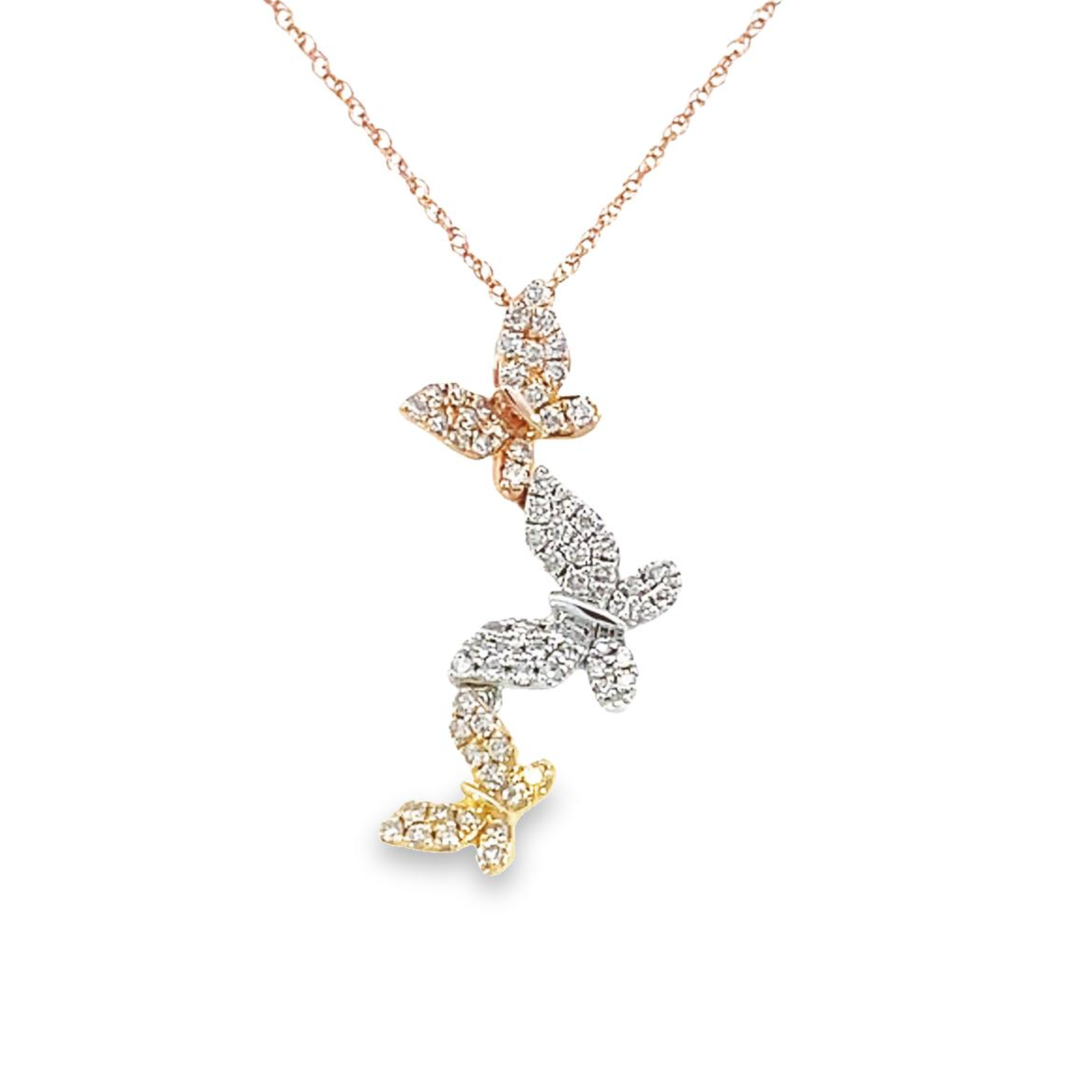 芸能人愛用』 Solid 14K Gold Shiny Butterfly Necklace for Women， Real Yellow  Butterf