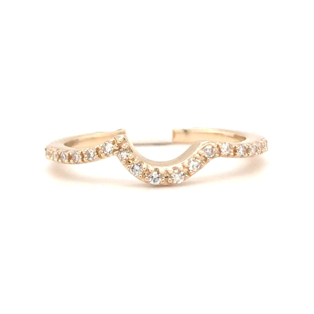 10K Gold and Diamond Curved Wedding Band in gold