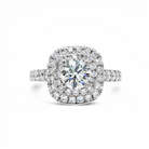 Round Center Cushion Double Halo Lab Grown Diamond Engagement Ring