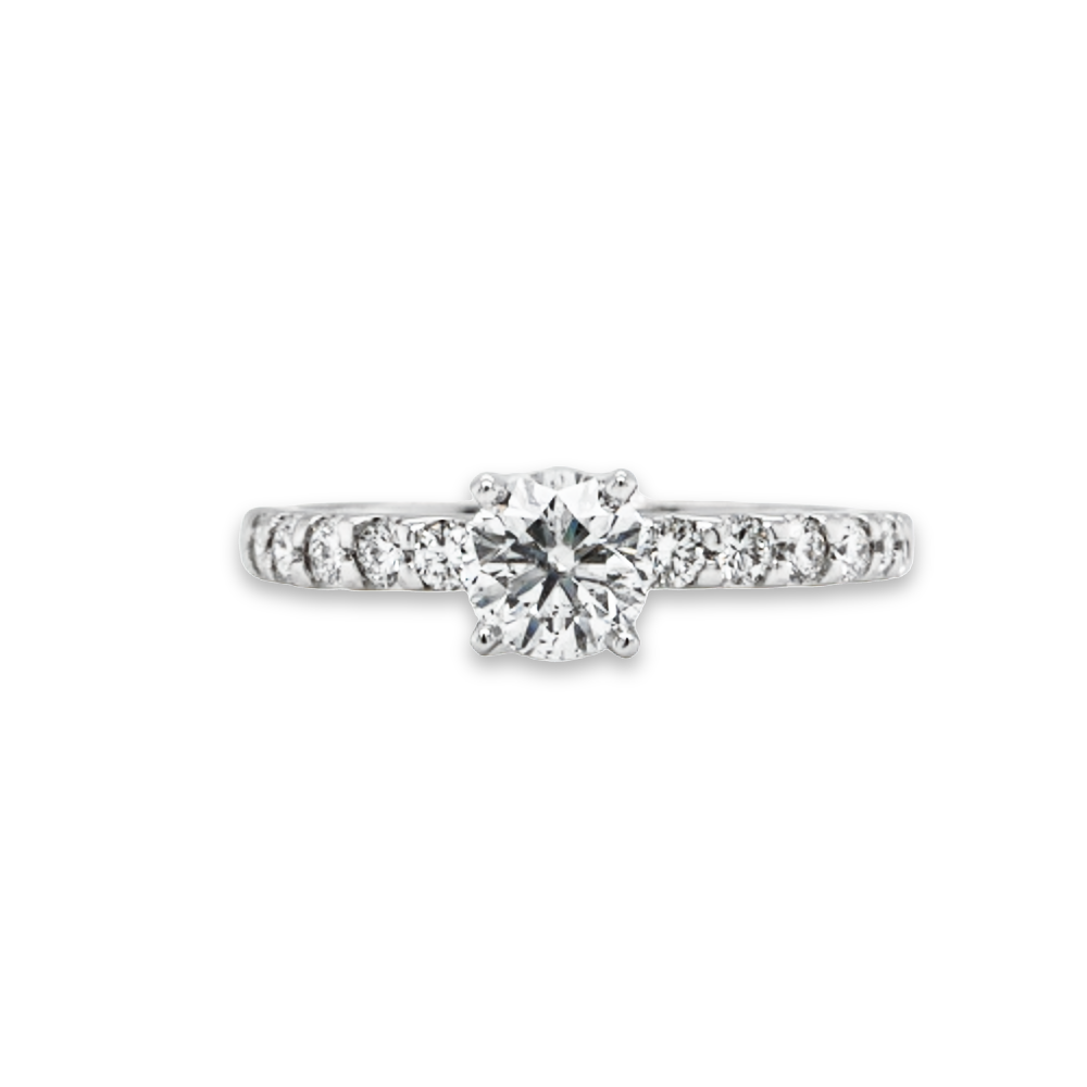 Round Center with Shared Prong Band Engagement Ring