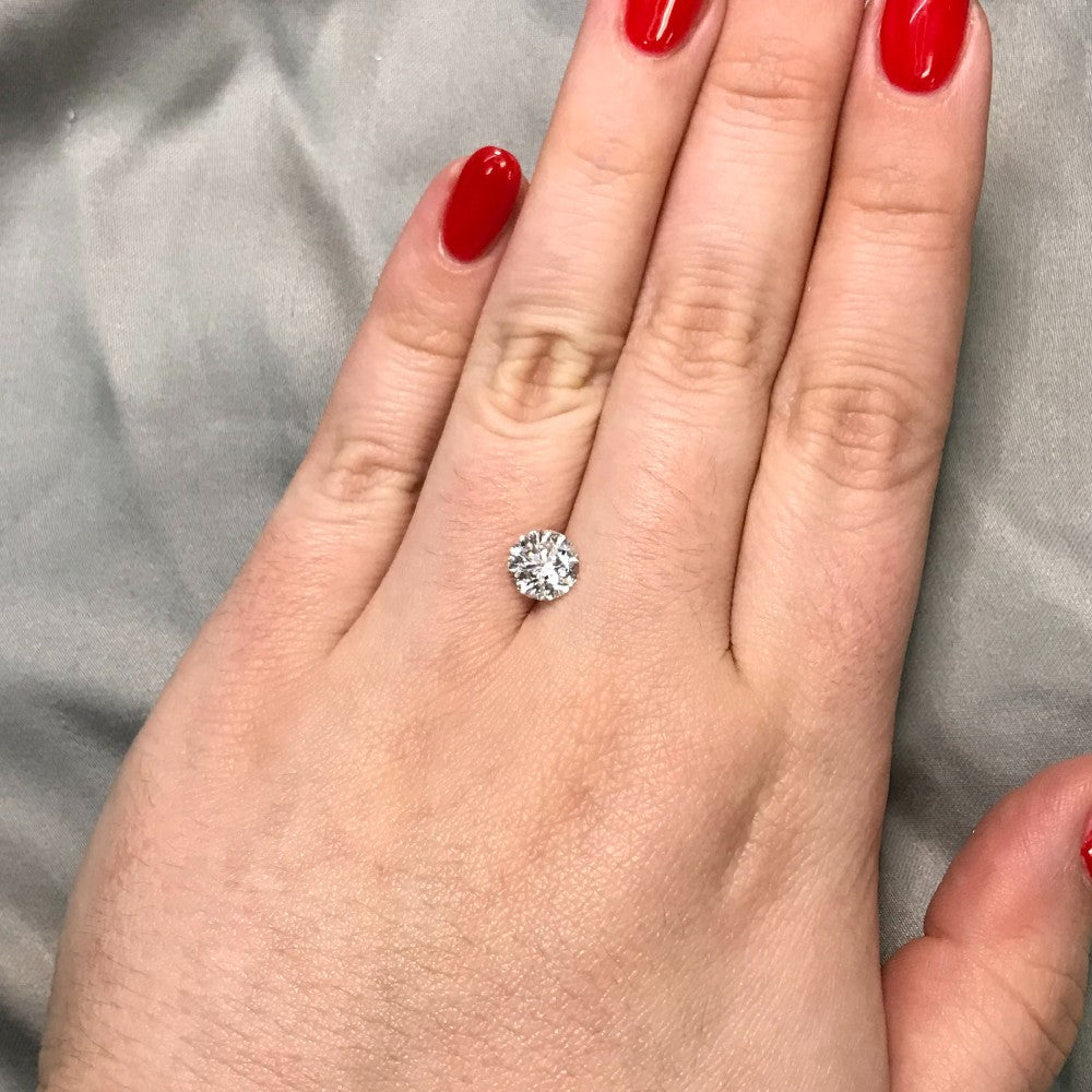 1.49 CT SallyK Multi-Faceted Round Loose Diamond on model