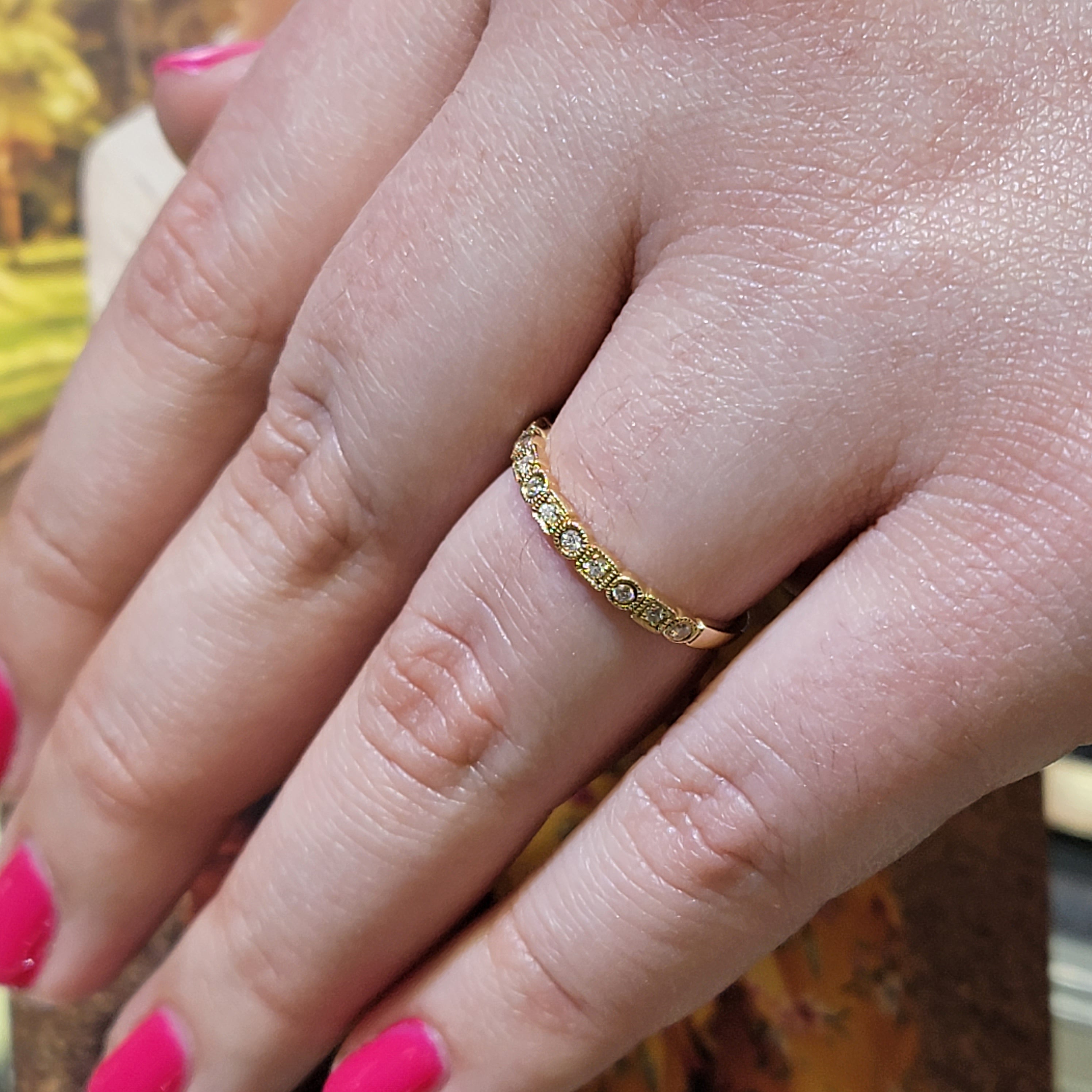 10KT Pink Gold & Diamond Classic Book Stackable Fashion Ring - 1/10 ctw