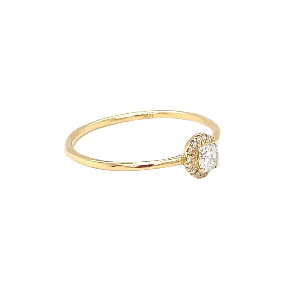 Round Halo Style Engagement Ring yellow gold side 2