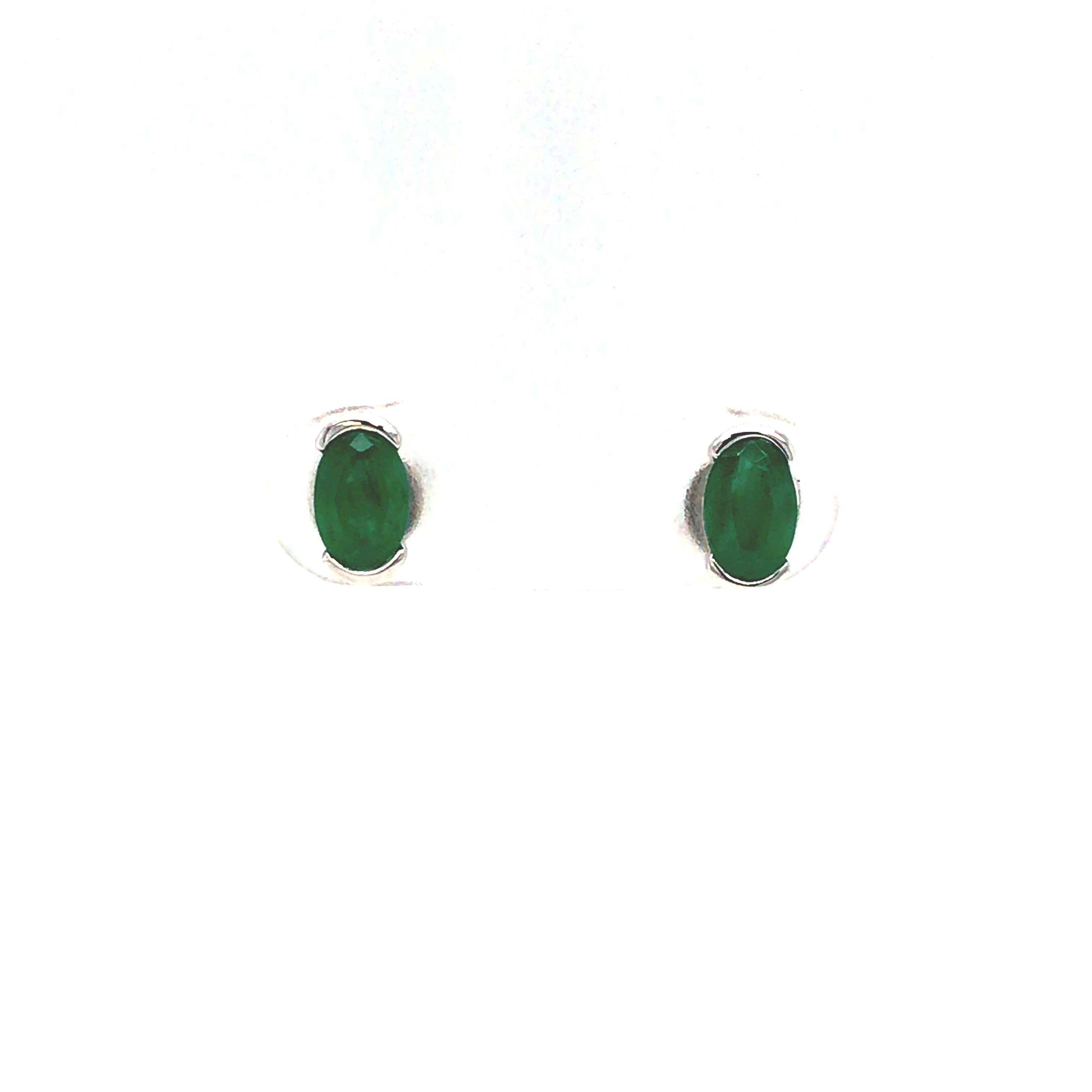 14K White Gold Oval Emerald and Diamond Earrings E6089W-05 | Clater  Jewelers | Louisville, KY