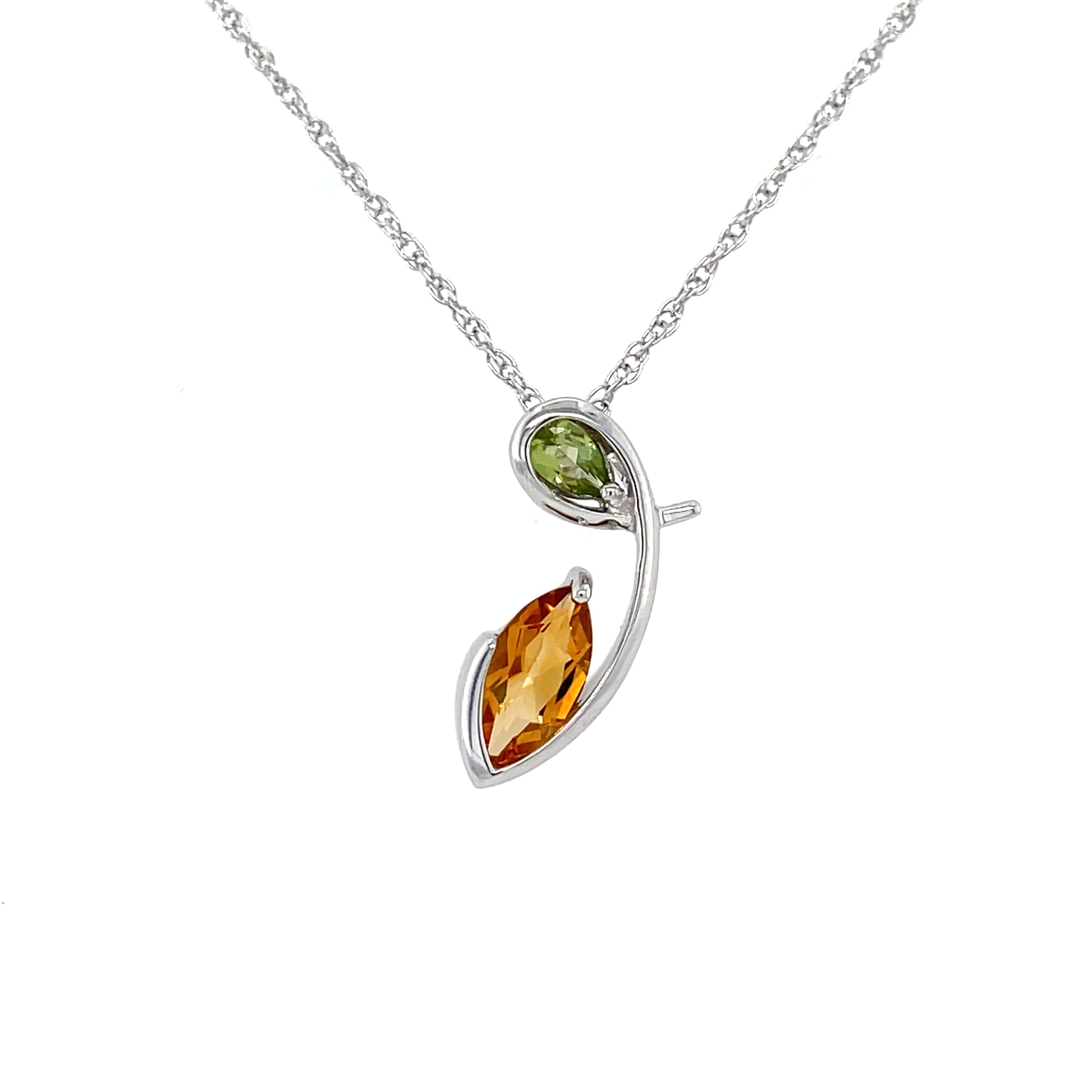 Citrine Leaf Necklace Pendant retailer in Sterling Silver