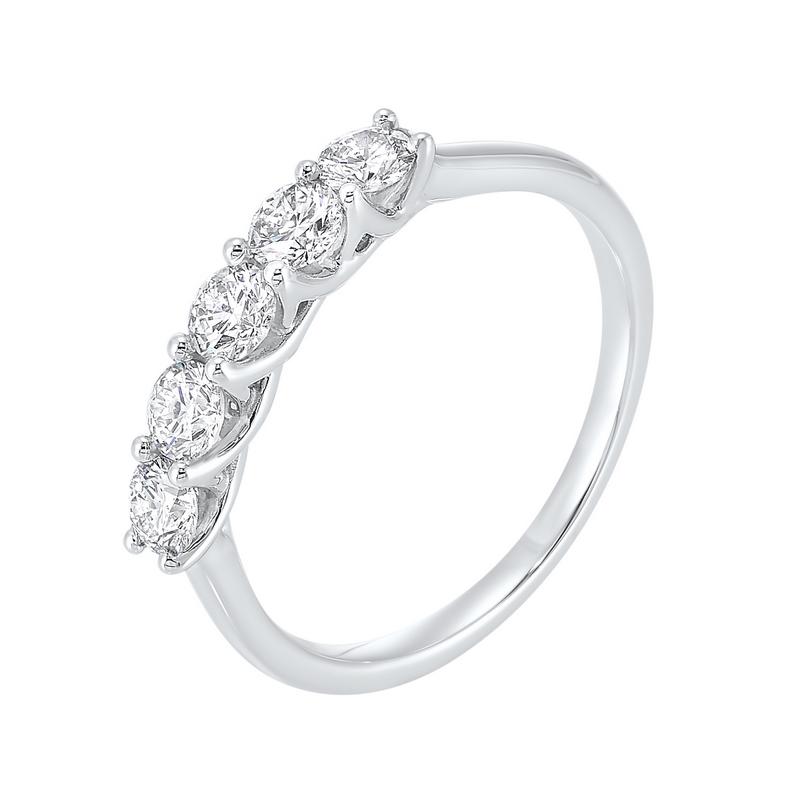 14kw 5 stone shared prong diamond band 1/2ct, hdr1419-4wcr