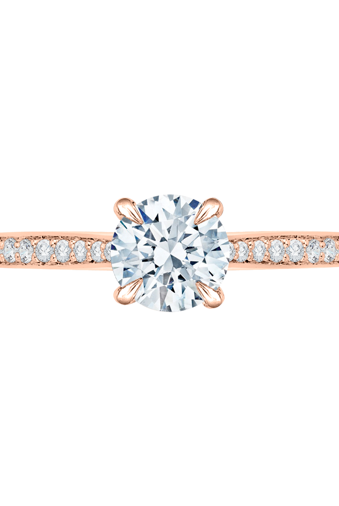 14K Rose Gold Round Cut Diamond Solitaire with Accents Engagement Ring (Semi-Mount)