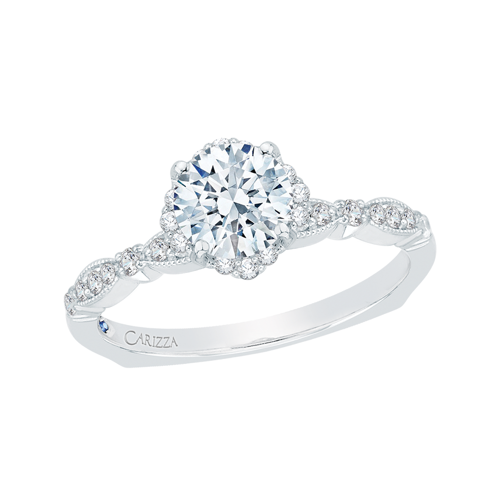 14K White Gold Round Diamond Engagement Ring (Semi-Mount) view 2