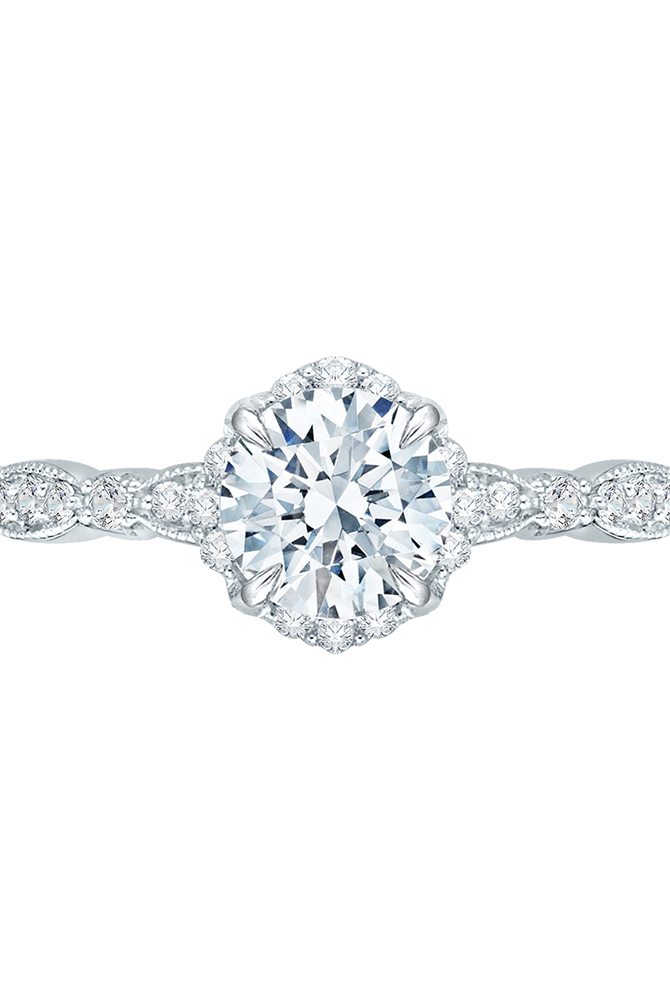 14K White Gold Round Diamond Engagement Ring (Semi-Mount)