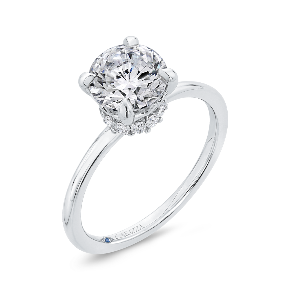 14K White Gold Round Cut Diamond Classic Engagement Ring (Semi-Mount) view 2