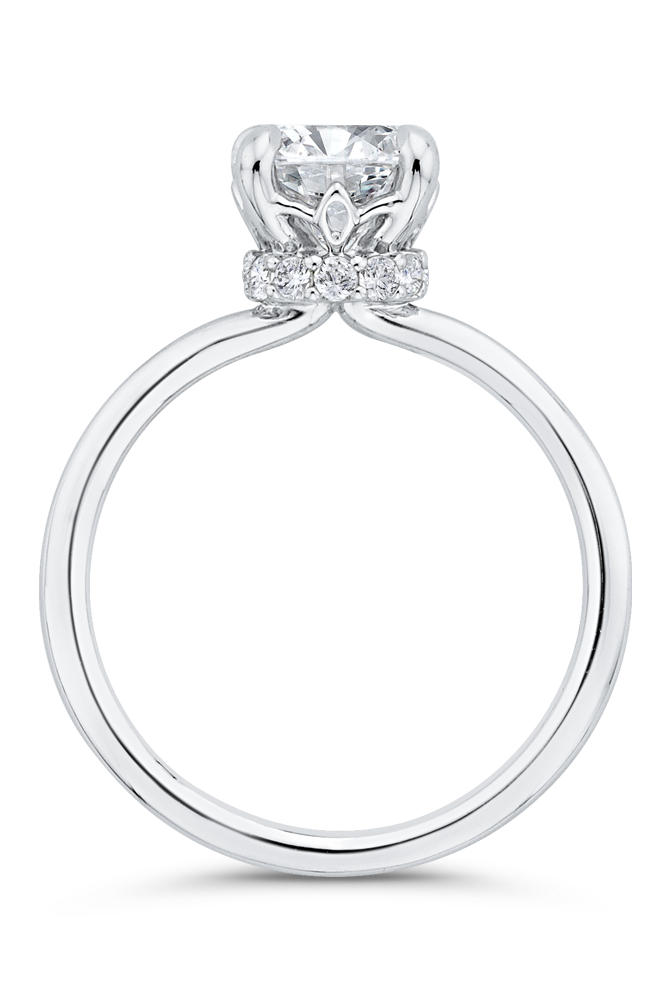 14K White Gold Round Cut Diamond Classic Engagement Ring (Semi-Mount) view 3