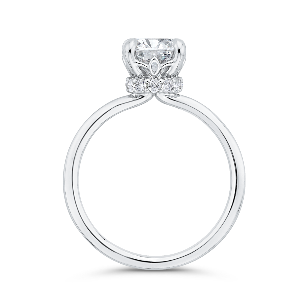14K White Gold Round Cut Diamond Classic Engagement Ring (Semi-Mount) view 3