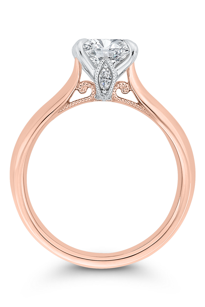 14K Two-Tone Gold Diamond Engagement Ring (Semi-Mount) view 3