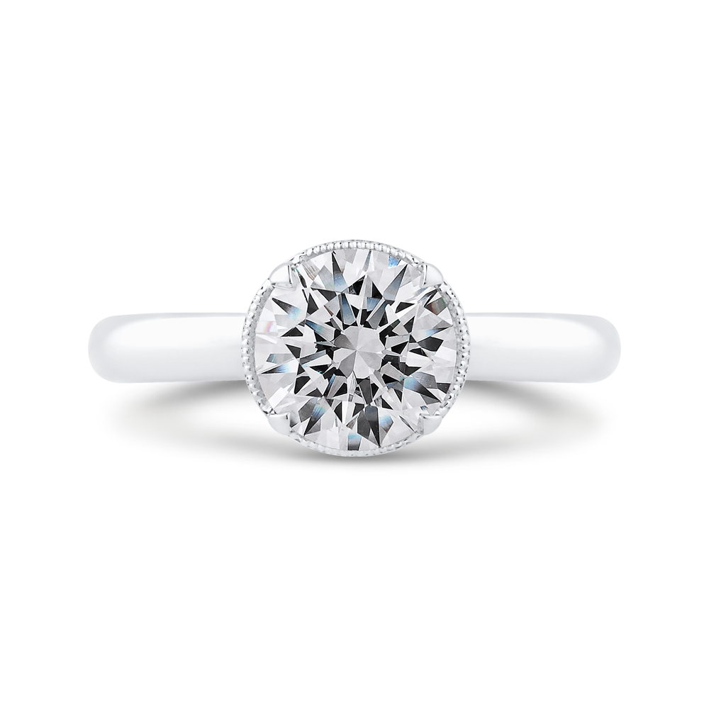 14K White Gold Diamond Engagement Ring (Semi-Mount