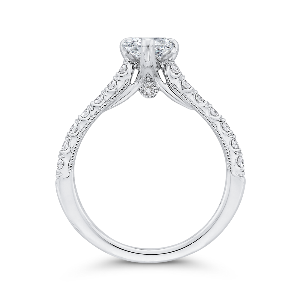 14K White Gold Pear Diamond Engagement Ring (Semi-Mount) side view 2