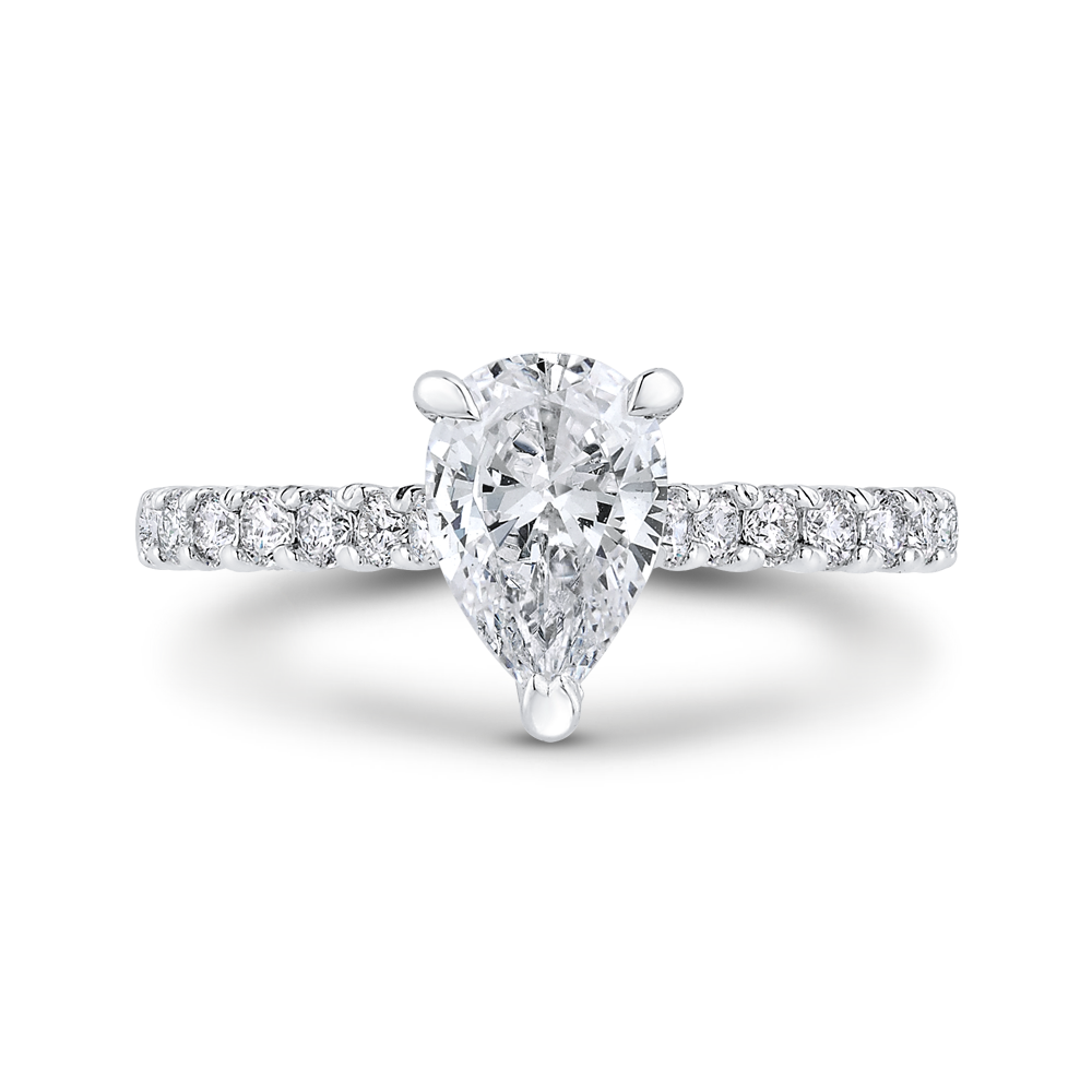 14K White Gold Pear Diamond Engagement Ring Semi-Mount