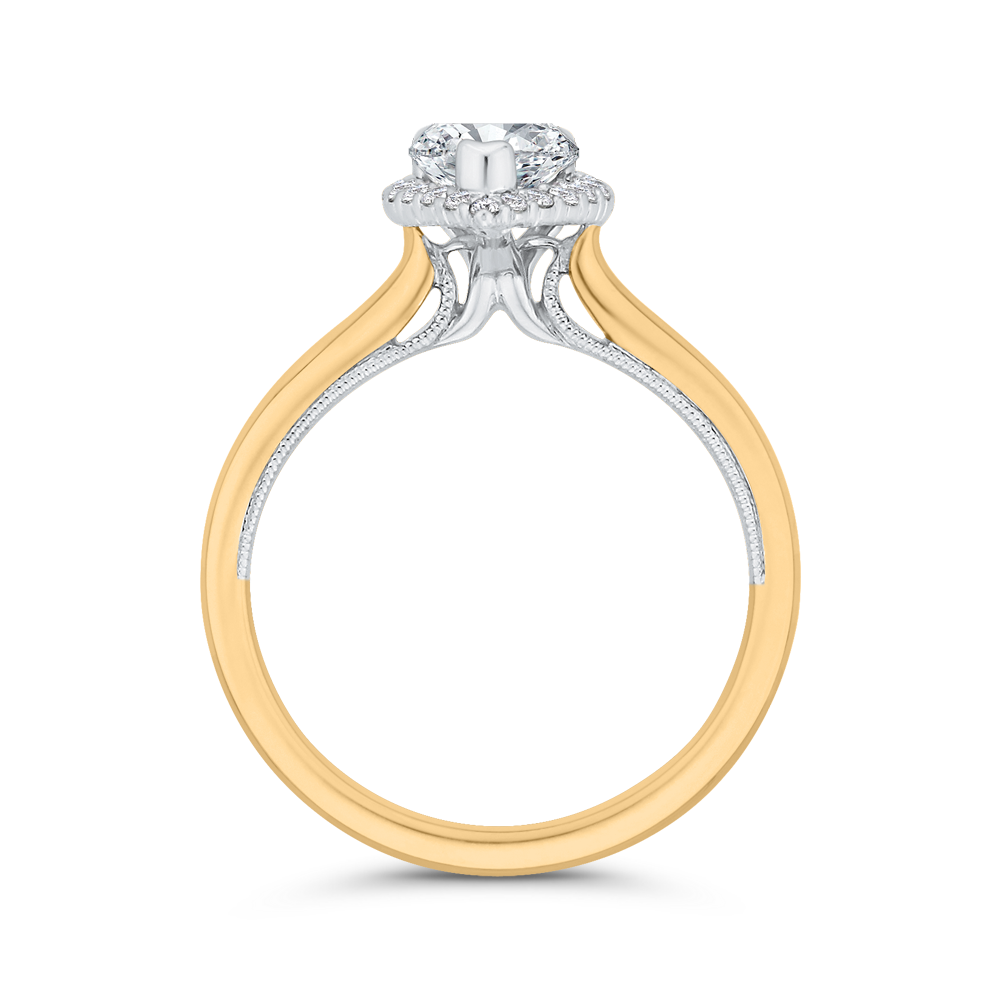 14K Two-Tone Gold Pear Diamond Halo Engagement Ring (Semi-Mount) profile image