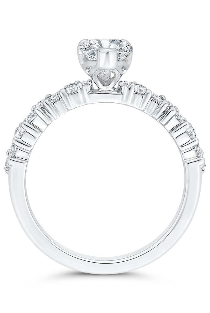 14K White Gold Pear Cut Diamond Engagement Ring (Semi-Mount) side view 2