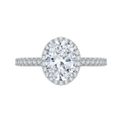 14K White Gold Oval Cut Diamond Halo Engagement Ring Semi-Mount