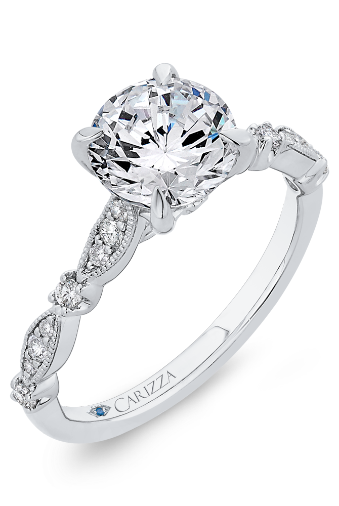 Oval Diamond Engagement Ring In 14K White Gold (Semi-Mount) view 2