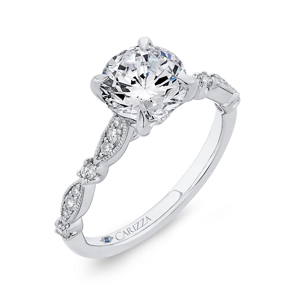 Oval Diamond Engagement Ring In 14K White Gold (Semi-Mount) view 2