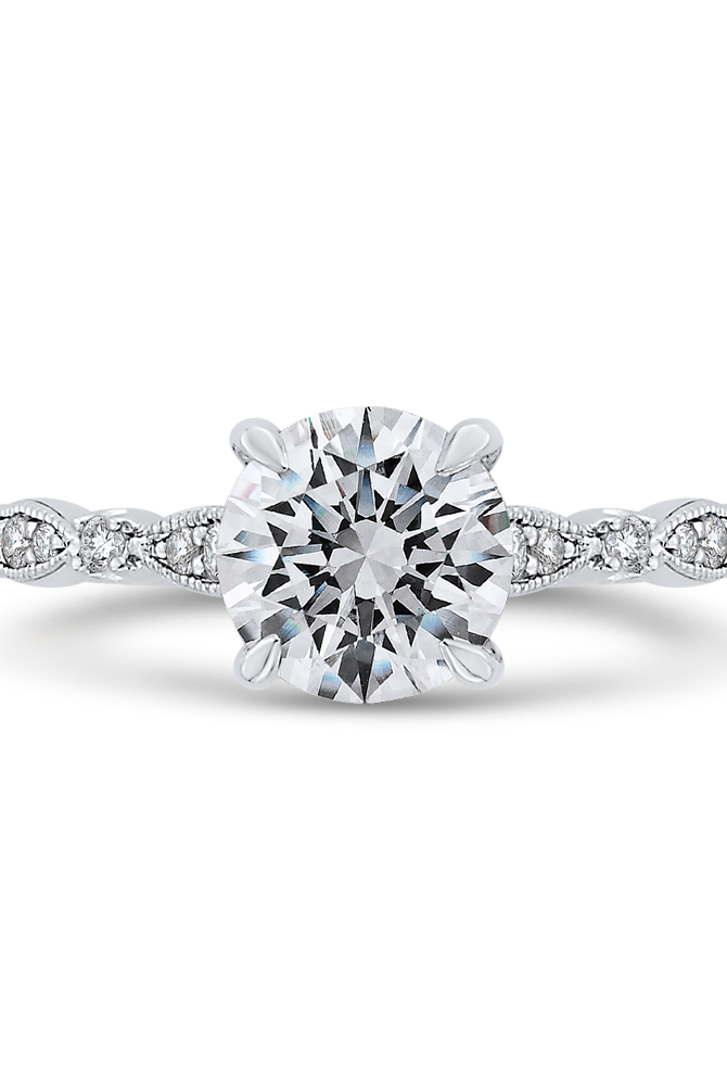 Oval Diamond Engagement Ring In 14K White Gold Semi-Mount