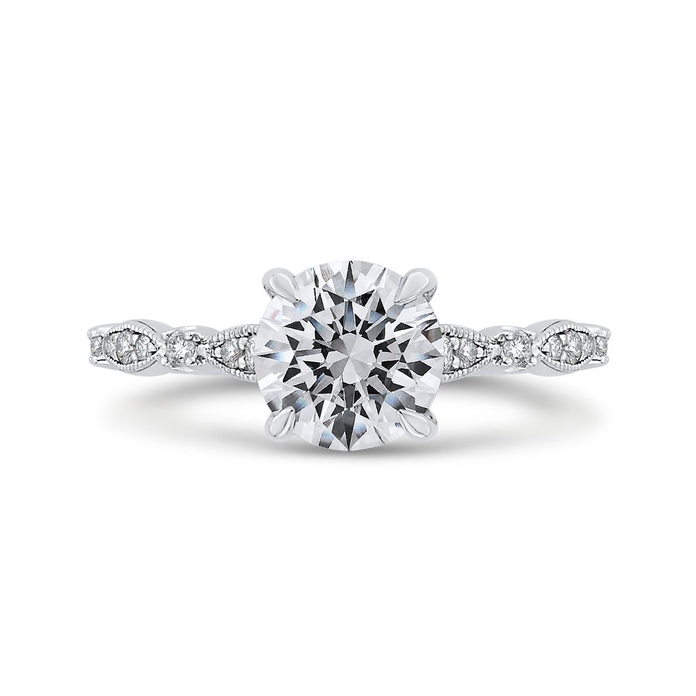 Oval Diamond Engagement Ring In 14K White Gold Semi-Mount