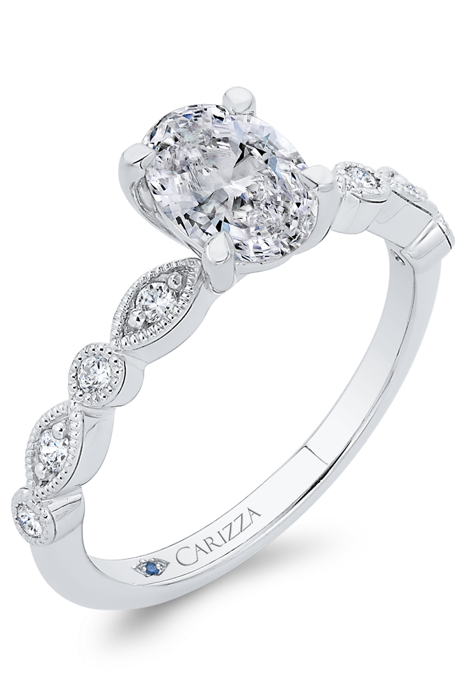 14K White Gold Diamond Engagement Ring (Semi-Mount) angle 2