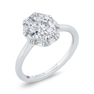 14K White Gold Oval Cut Diamond Halo Engagement Ring (Semi-Mount) side 1