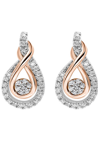 10kt pink & yellow gold & diamond love crossing fashion earrings   - 1/5 ctw