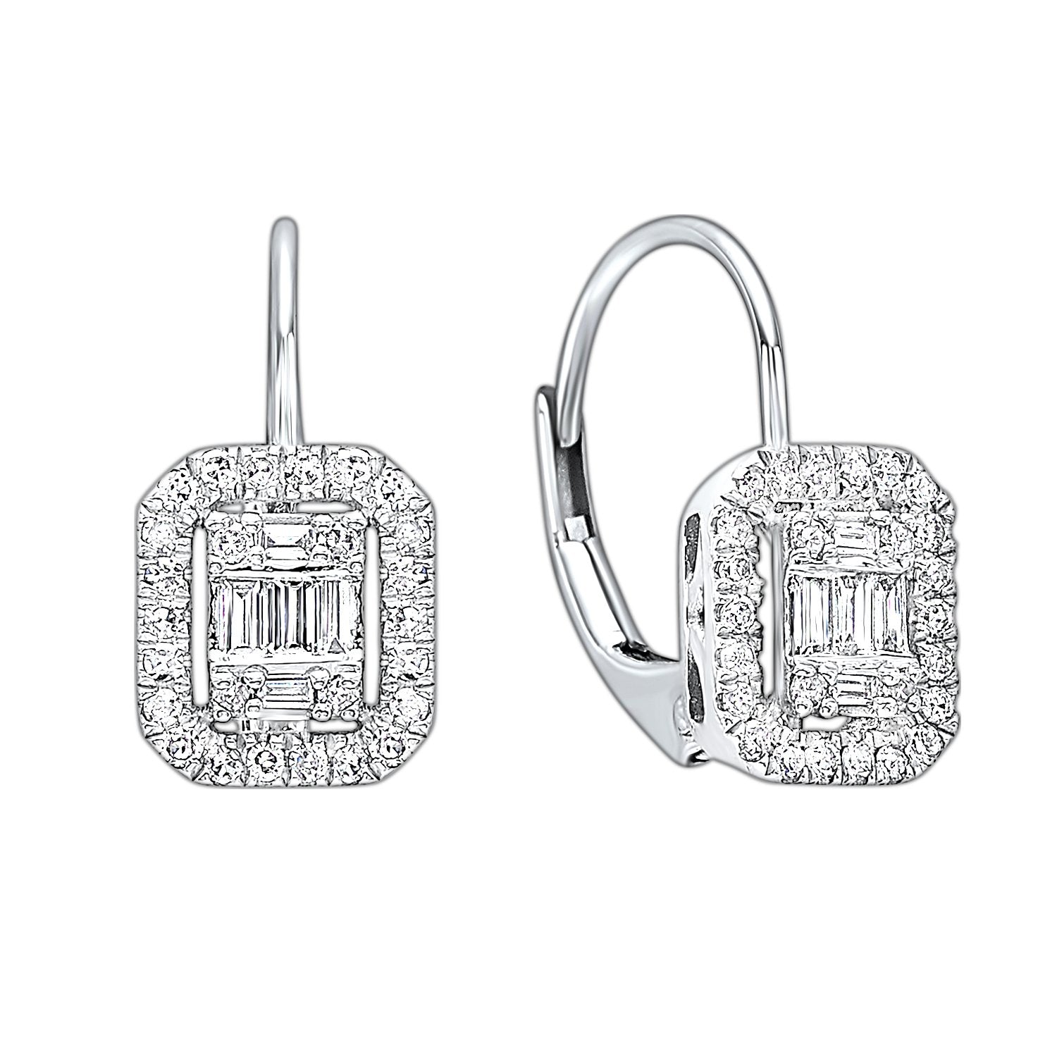 14KTW Diamond Baguette Cushion Pave Earring 1/5 Ct, Fernbaugh's Jewelers, ER10115-4WC