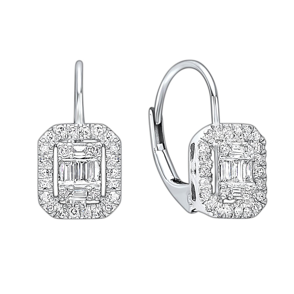 14KTW Diamond Baguette Halo Pave Earring 1/3 Ct, Fernbaugh's Jewelers, ER10116-4WC