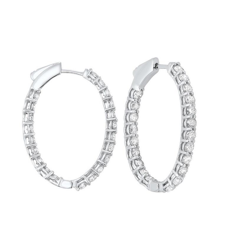 Inside out diamond oval hoop earrings Clearance