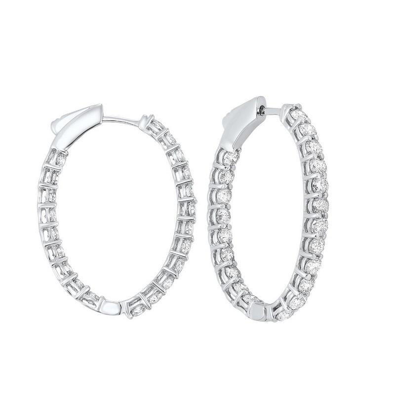 diamond inside out oval hoop earrings in 14k white gold (3ctw)