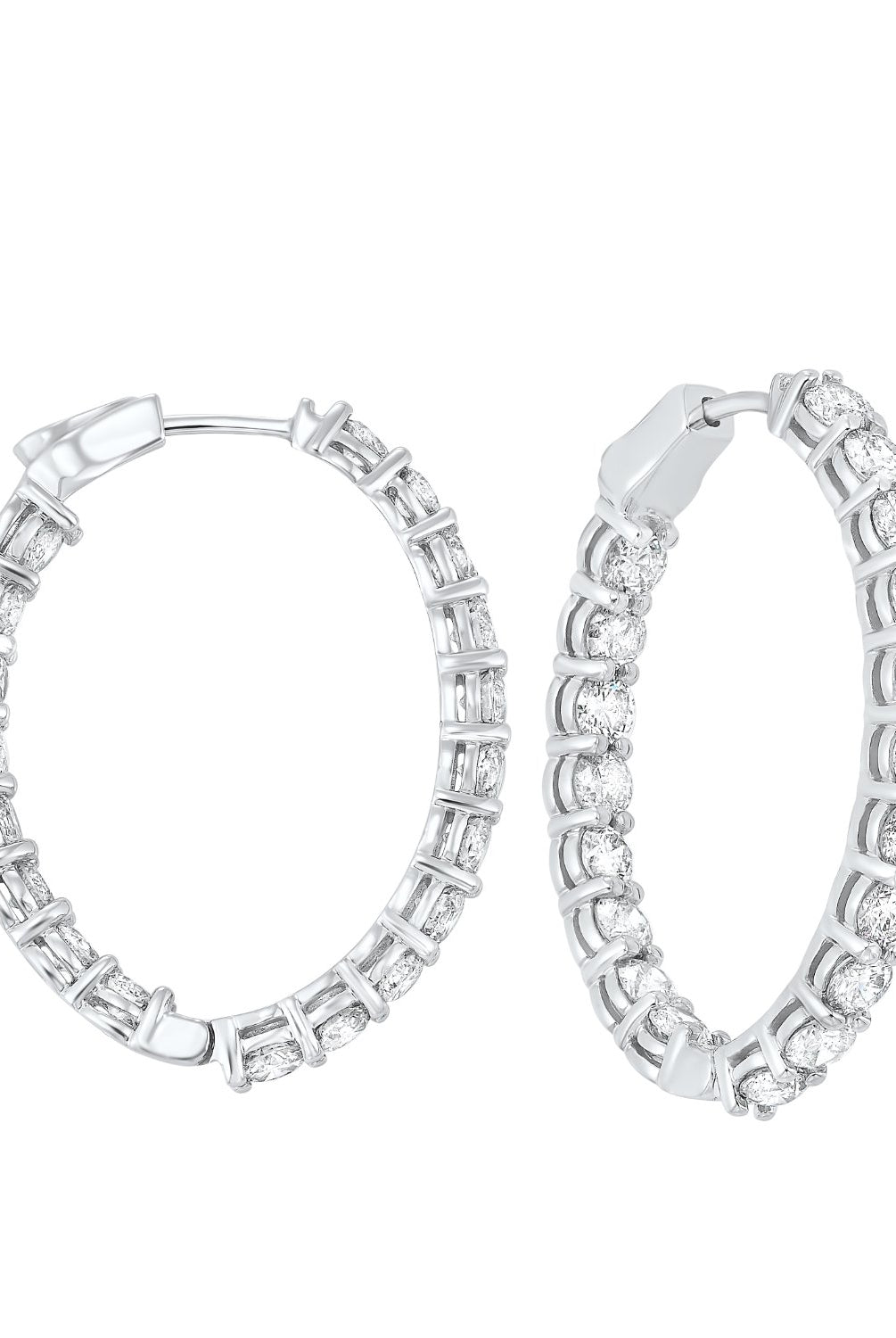 diamond inside out oval hoop earrings in 14k white gold (7ctw)