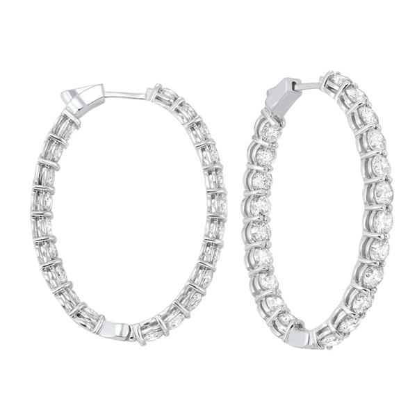 diamond inside out oval hoop earrings in 14k white gold (10ctw)