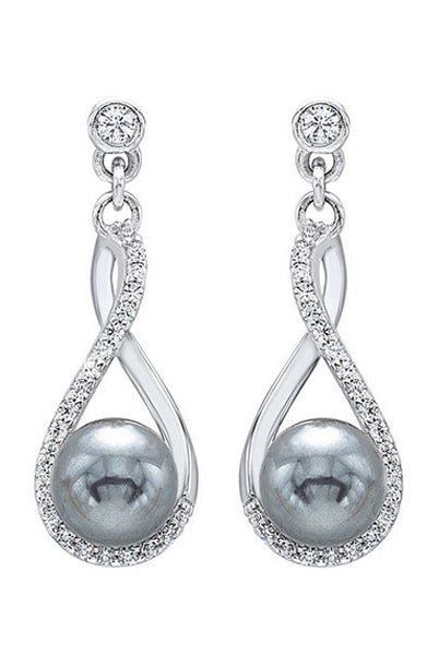 silver (slv 995) diamond studded fashion earrings   - 1/10 ctw