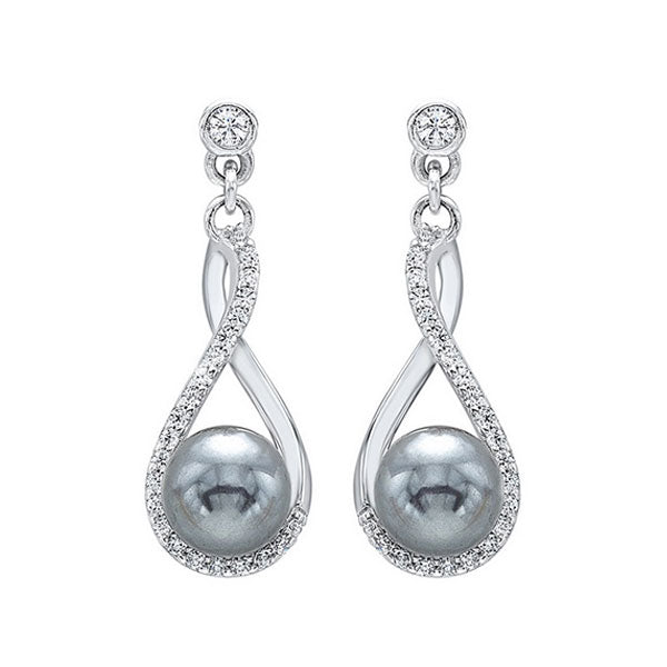 silver (slv 995) diamond studded fashion earrings   - 1/10 ctw