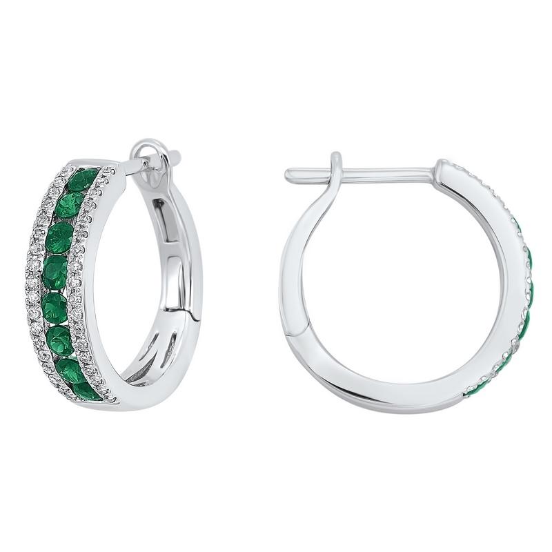 14kw 3 row channel emerald earrings 1/5ct, rg72936-1wnsyal