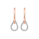 14kt white & pink gold & diamond love crossing fashion earrings  - 1/8 ctw