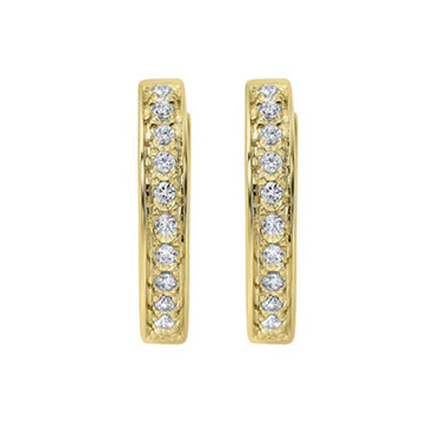 14kt yellow gold & diamond studded fashion earrings  - 1/10 ctw