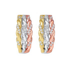 10kt 3 tone color gold & diamond studded fashion earrings   - 1/6 ctw