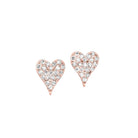 front view of 10kr heart shaped stud earrings with diamonds.