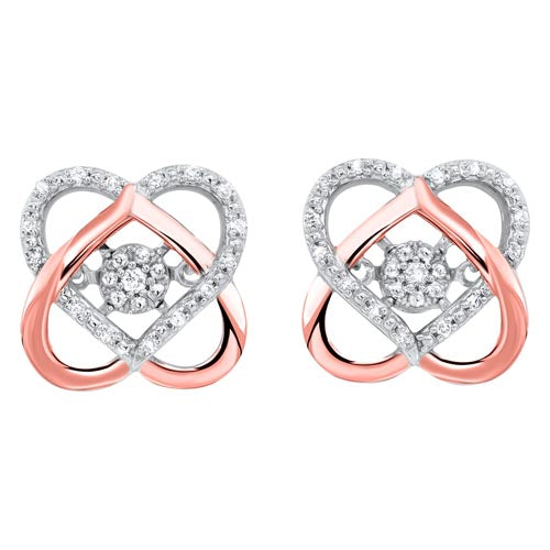 love knot diamond earrings in two-tone 10k gold (1/10 ct. tw.)