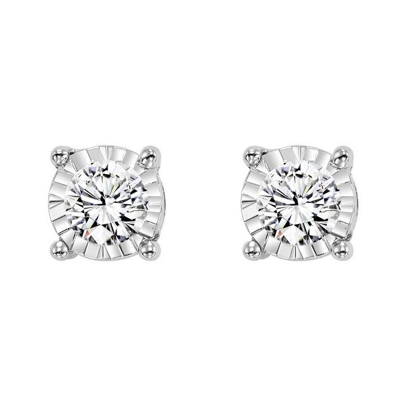 diamond solitaire starburst stud earrings in 14k white gold (1ctw)